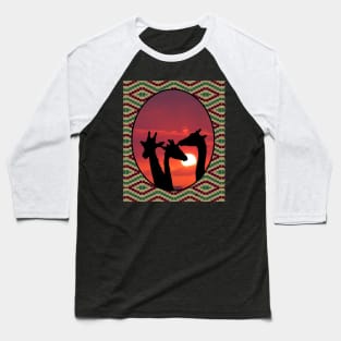 Giraffe Sunset Baseball T-Shirt